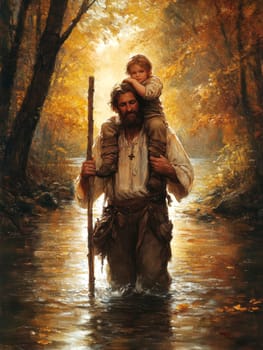 St. Christopher. AI generative.