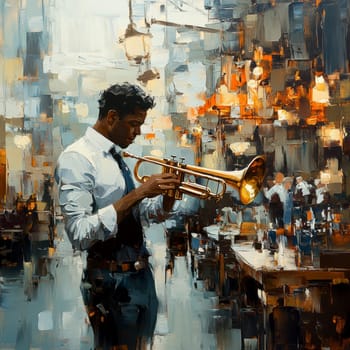 a jazz bar stage. AI generative.