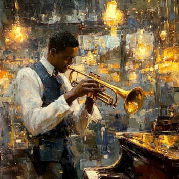 a jazz bar stage. AI generative.