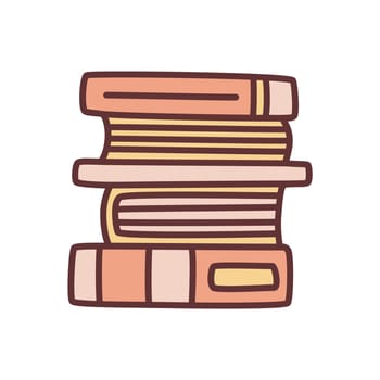 Doodle pile of books icon hand drawn in a modern minimalistic style. Knowledge and education symbol isolated on white background. Vector illustration