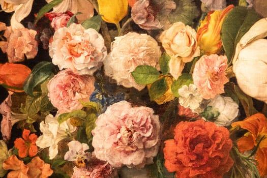 Grunge baroque flowers background. Antique design, floral ornament, romantic style