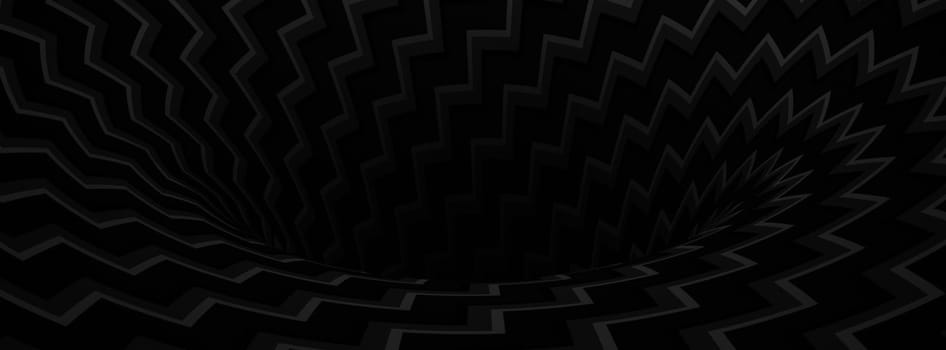 Optical illusion horizontal background. Abstract curves, geometric effect. Black.