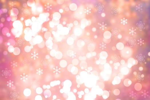 A festive abstract light golden yellow pink orange white background texture with defocused bokeh circles. Card concept for Happy New Year, party invitation, valentine or other holidays.