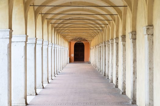 Comacchio, Italy. Antique archway, old porch of Loggiato dei Capuccini