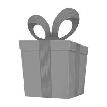 Raster gray gift box isolated on white background.