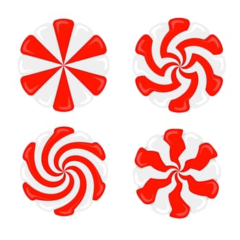 Raster Christmas candy icon. Lollipop sugar caramel. Cartoon dessert isolated on white background.