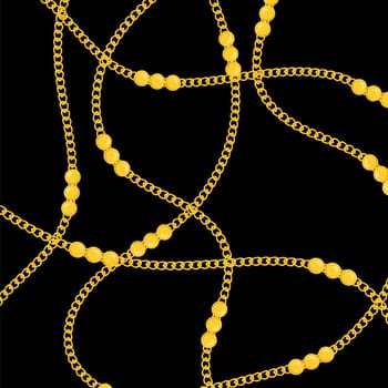 Raster gold pattern. Yellow chain background.