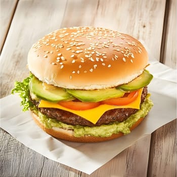 Avocado Burger Junk Fast Food Hamburger Meal Food