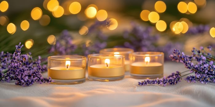 romantic setting featuring sprigs of lavender. AI generative.