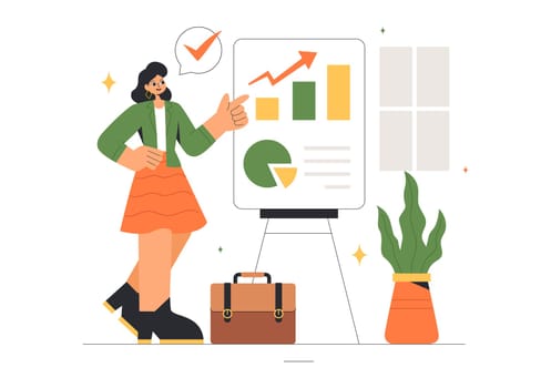 Confident Businesswomen Vector Illustration of Strong Female Entrepreneurs Supporting to Promote Women's Participation in Politics and Business