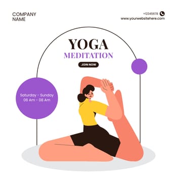 Mindful Yoga and Meditation Social Media Illustration with Hand Drawn Style