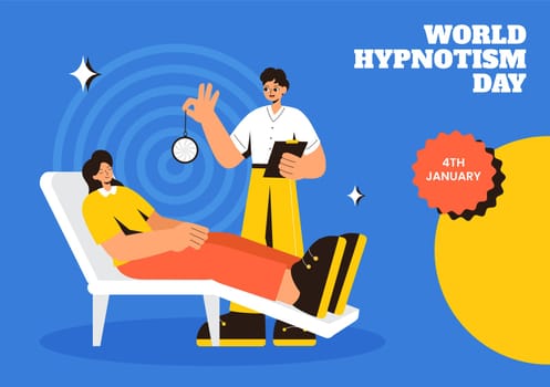 Flat Cartoon Style Illustration Celebrating World Hypnotism Day Social Media Background