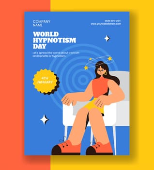 World Hypnotism Day Illustration in Cartoon Style for Social Media Vertical Poster