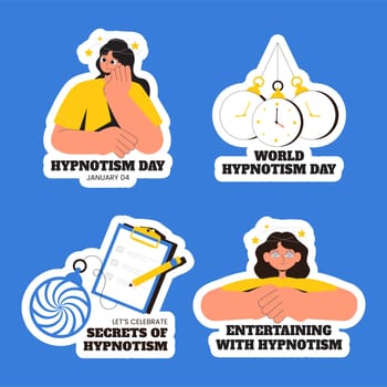 Cartoon Illustration for Hypnotism Day Social Media Templates Label