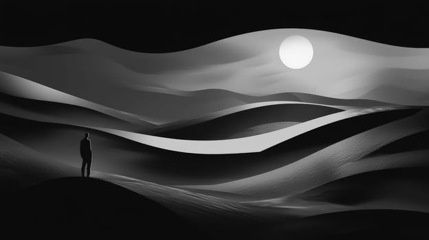 A sleek and sophisticated monochromatic 2D design crafted for PowerPoint slides. This modern artwork features clean lines and abstract patterns, creating a visually appealing yet minimalist aesthetic. Ideal for presentations requiring a professional and contemporary look, it balances simplicity with artistic flair.