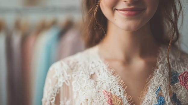 Close-up portrait of a woman with a peaceful expression.