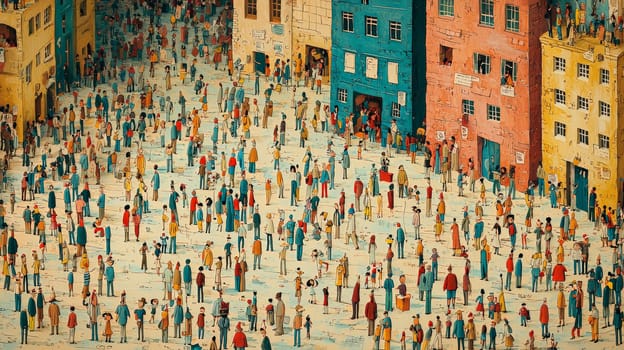 A lively and intricate "Where's Waldo"" illustration packed with vibrant characters, whimsical activities, and a playful ambiance. The bustling scene challenges viewers to spot Waldo amidst the colorful chaos, featuring amusing details and quirky moments that make the search engaging and fun."