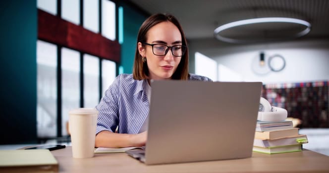 Successful University Campus Learning Lifestyle. Female Studying