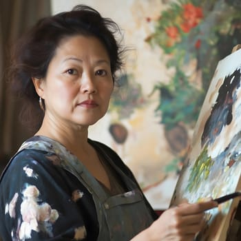 Creative Woman Female Artist Painter. Art Lady Painting a canvas