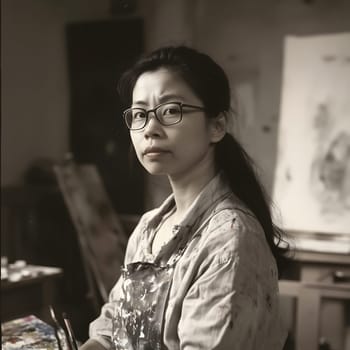 Creative Woman Female Artist Painter. Art Lady Painting a canvas