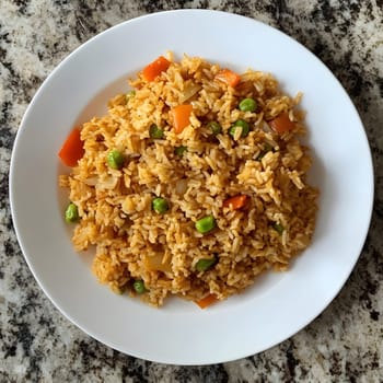 Nasi goreng Fried rice indonesian food dinner dish with vegetables