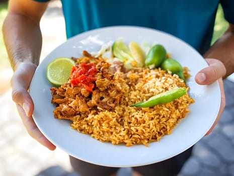 Nasi goreng Fried rice indonesian food dinner dish with vegetables