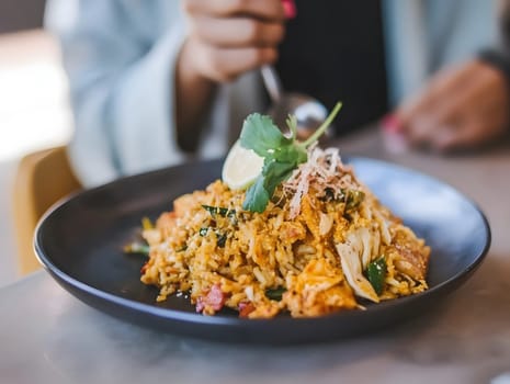 Nasi goreng Fried rice indonesian food dinner dish with vegetables