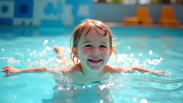 Little child in the aquapark