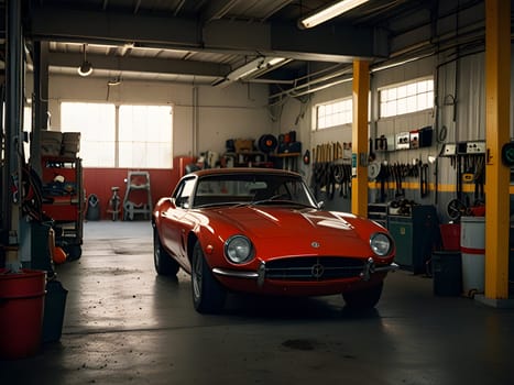 Interior of old mechanics garage