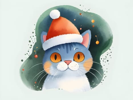 Cute kitten in santa hat