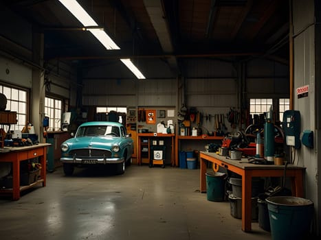 Interior of old mechanics garage