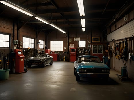 Interior of old mechanics garage