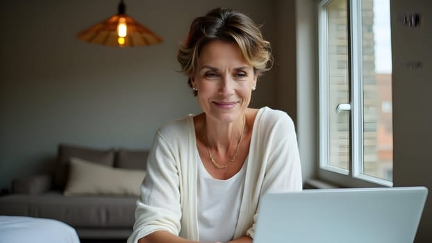 Middle age woman with laptop