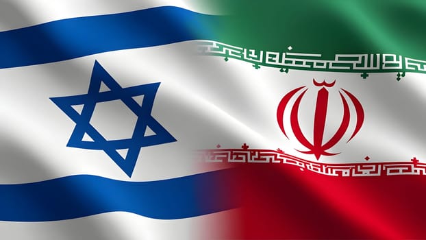 Israeli and Iranian flags together