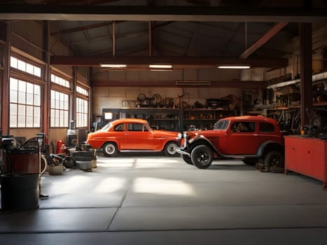 Interior of old mechanics garage