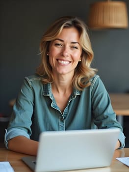 Middle age woman with laptop