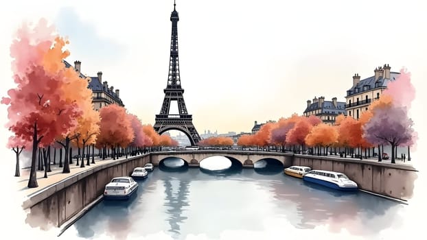 Paris in France watercolor art