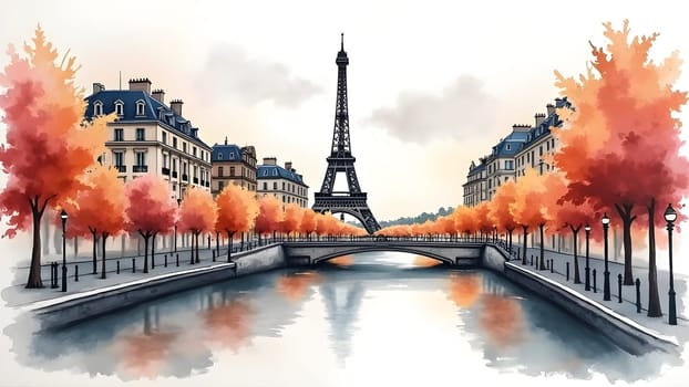 Paris in France watercolor art