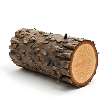 Wooden log on the white