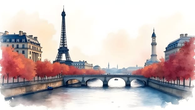 Paris in France watercolor art