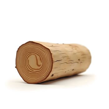 Wooden log on the white