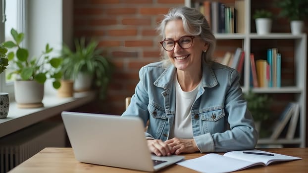 Middle age woman with laptop