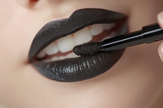 Fashionable types of lipsticks,red, black, pink and maroon. AI generative.
