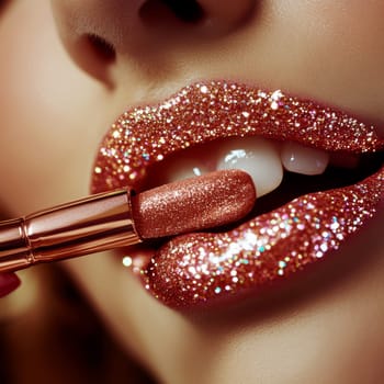 Fashionable types of lipsticks,red, black, pink and maroon. AI generative.