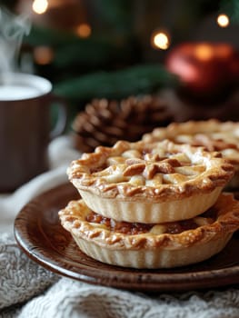 Freshly baked pies with filling. AI generative.