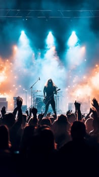 rock concert taking place in a small, intimate concert hall. AI generative.