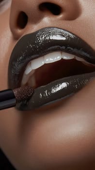 Fashionable types of lipsticks,red, black, pink and maroon. AI generative.