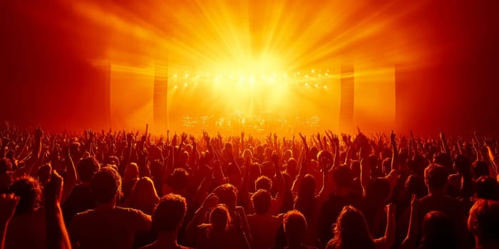 rock concert taking place in a small, intimate concert hall. AI generative.