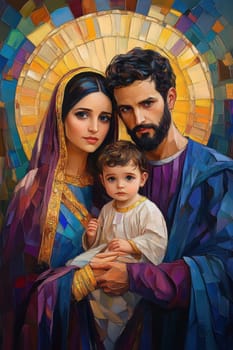 Mother of God with a baby. AI generative.