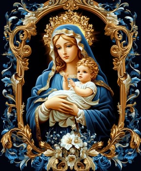 Mother of God with a baby. AI generative.
